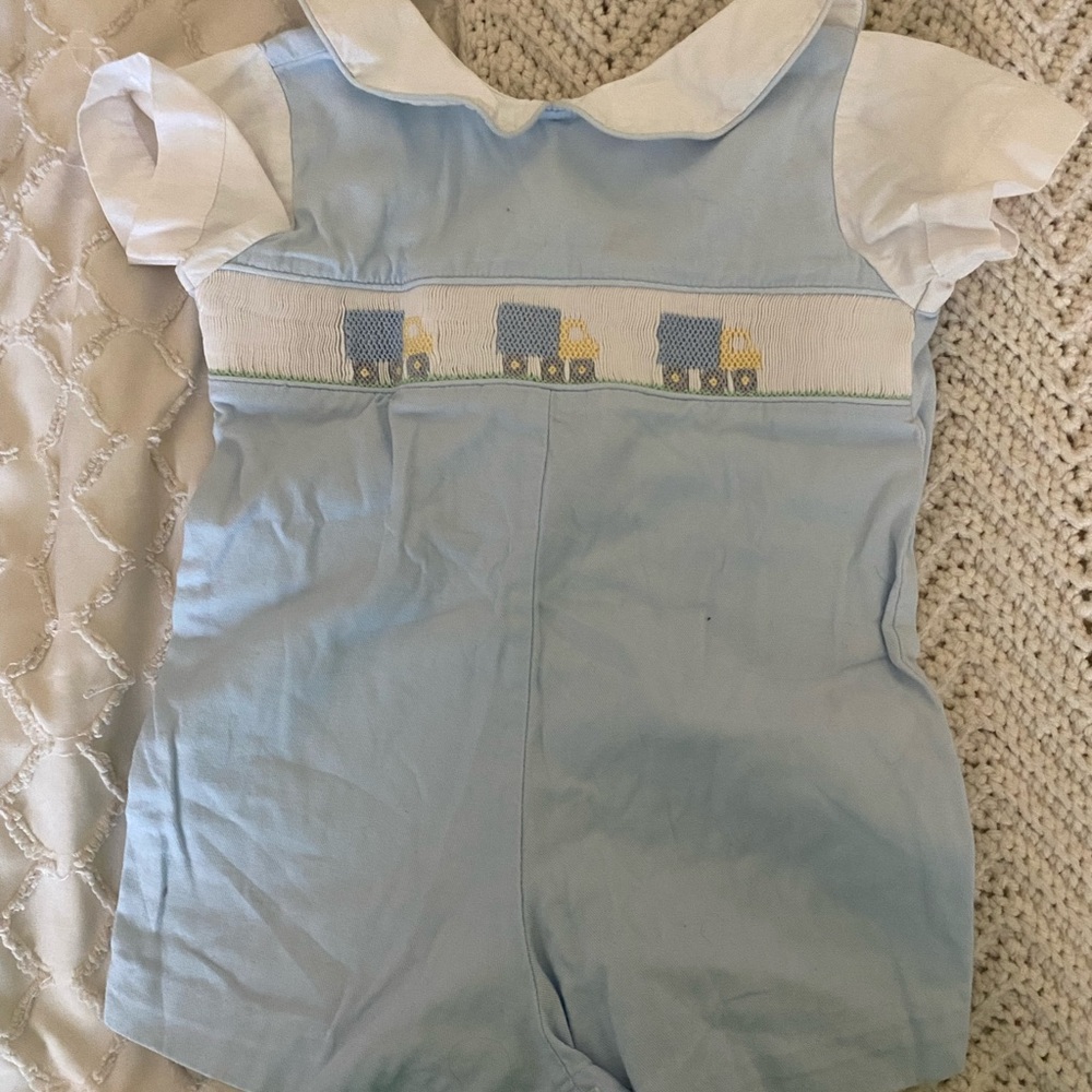 Collared Seersucker/Cotton Train Shortall